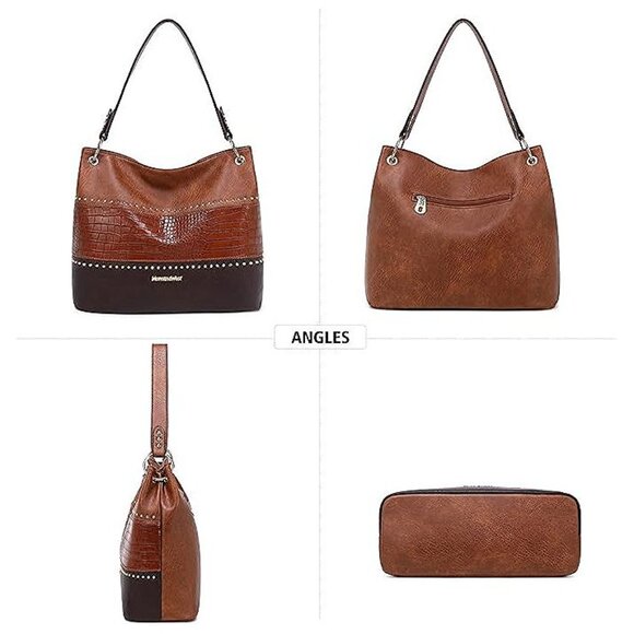 Hobo Bag Purses and Handbags for Women Top Handle Handbags B-brown/Coffee - Picture 3 of 7